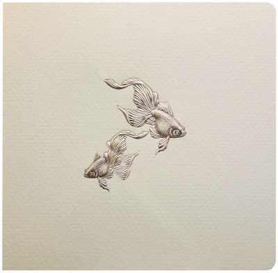 Bas-relief Greeting Card - Goldfish (Silver)