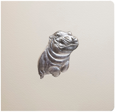 Bas-relief Greeting Card - Hippo (Silver)