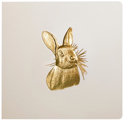 Bas-relief Greeting Card - Rabbit (Gold)
