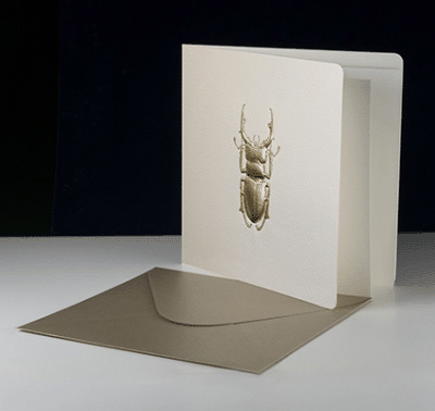 Bas-relief Greeting Card - Stag Beetle (Gold)