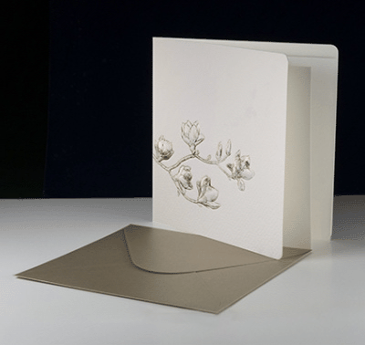 Bas-relief Greeting Card - Magnolia  (Gold)