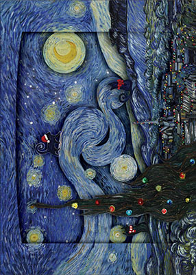 A Meowy Christmas Under The Starry Night