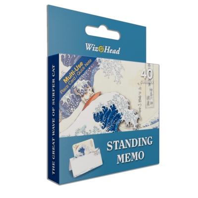 Standing Memo - The Great Wave of Surfer Cat