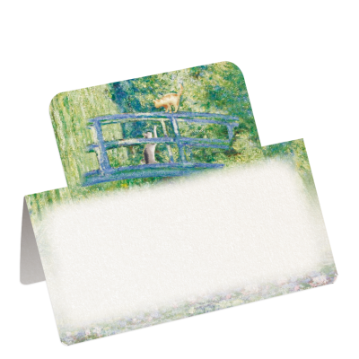 Standing Memo - Playful Cats over Japanese Bridge